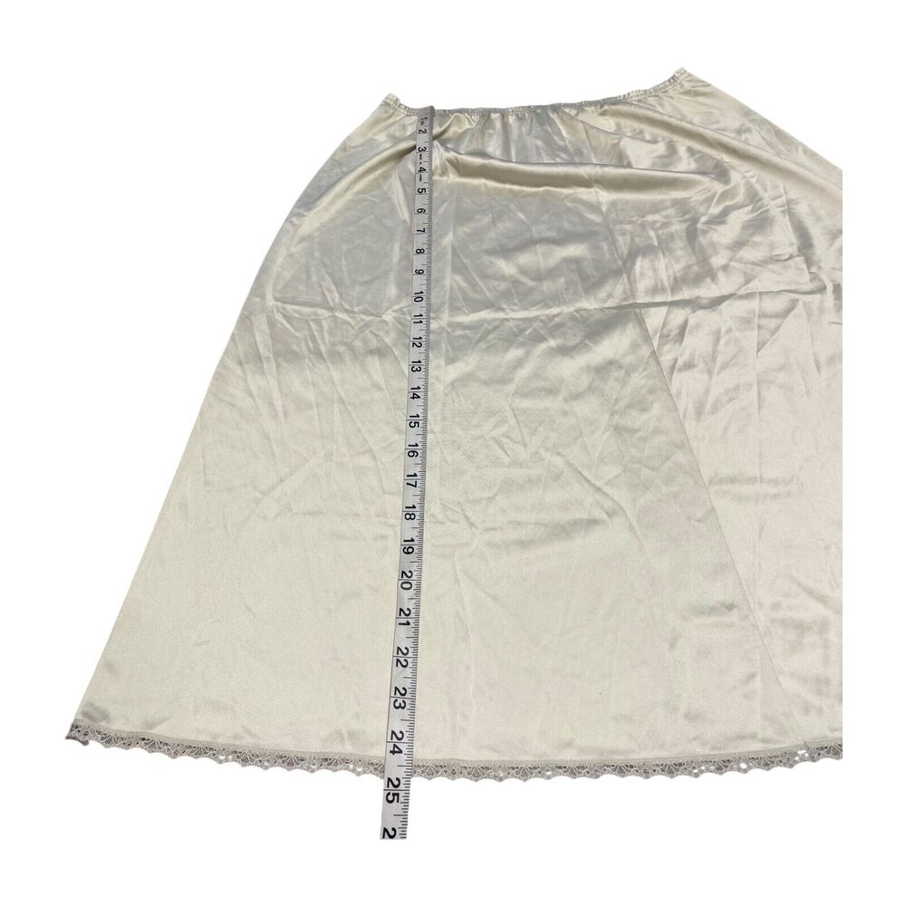 JCPenney A-Line Slip Women's Medium Ivory 100% Nylon Lace Hem Elastic Waist - Picture 5 of 6